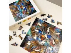 Dřevěné kočičí puzzle - mourovatá kočka