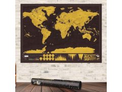 Stírací mapa světa deluxe - černá
