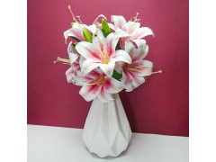 Umělá kytice lilií - růžová žíhaná