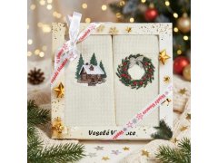 Vánoční dárková sada utěrek - Chaloupka a věneček, 2 ks