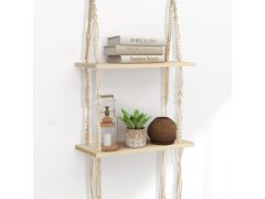 Závěsná macrame polička, 2 patra