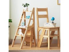 Židle/stolička/regál - dřevo 3v1