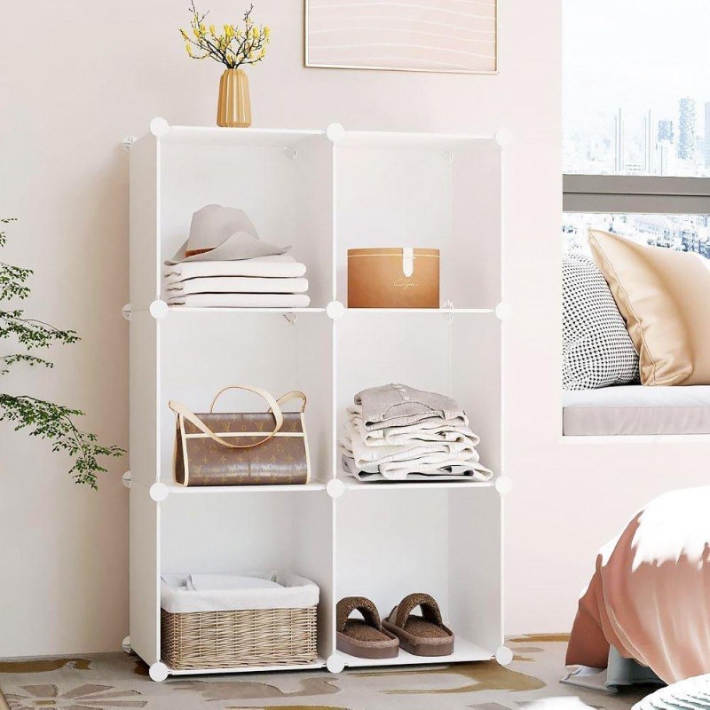 Modulární policový regál 6 boxů - bílý