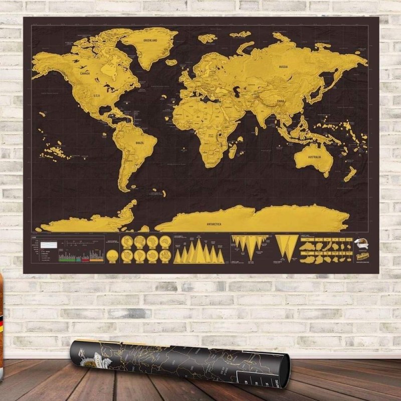 Stírací mapa světa deluxe - černá