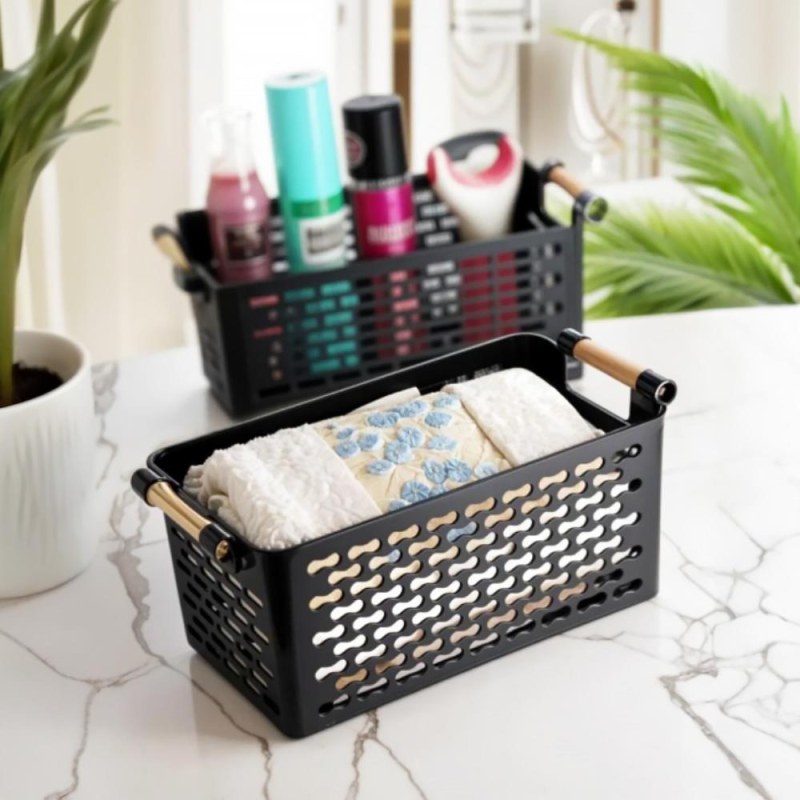 Úložný box s úchytkami - černý