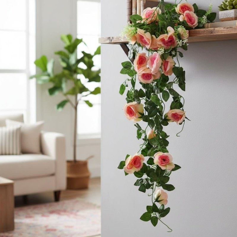 Umělá převislá květina 90 cm - růžovo-oranžová